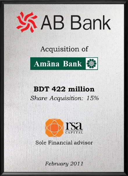 AB Bank — Acquisition of Amana Bank, BDT 422 million, Feb 2011