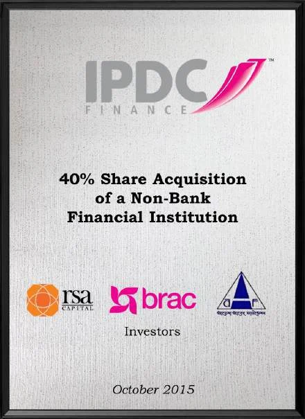 IPDC Finance — 40% acquisition by BRAC — a non-bank financial institution, Oct 2015