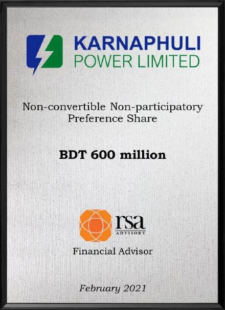 Karnaphuli Power — Non-convertible preference share, BDT 600 million, Feb 2021