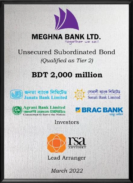 Meghna Bank — Unsecured subordinated bond, BDT 2,000 million, Mar 2022